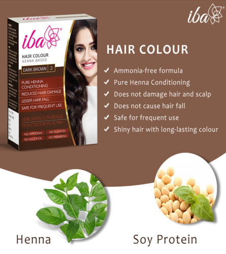 Iba Henna Hair Color - Dark Brown 70g (Pack of 4)