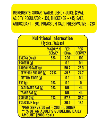 Kissan Lemon Squash Bottle