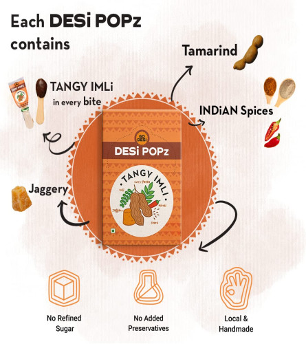 GO DESi Imli Pop Tamarind & Jaggery Candy | 40 Pieces | Tangy Imli | Imli Candy