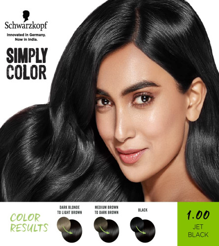 Schwarzkopf Simply Color Permanent Hair Colour - 1.00 Jet Black - 142.5 ml | free shipping