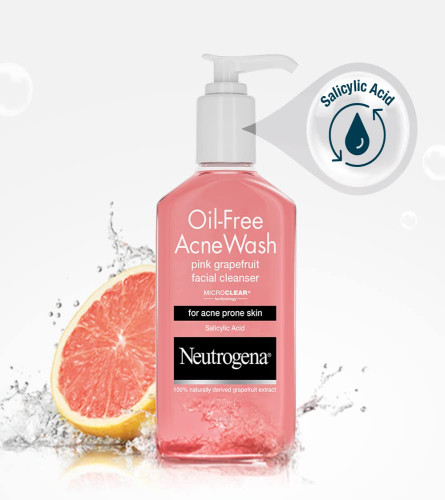 Neutrogena Oil Free Acne Wash Pink-Grapefruit Cleanser, Pink