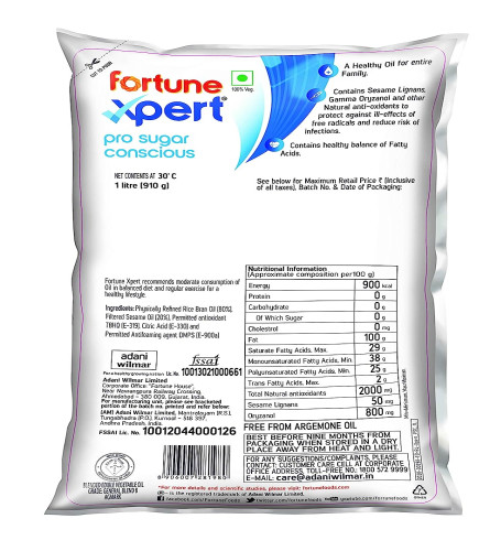Fortune Xpert Pro Sugar Conscious Edible Oil, Pouch, 1 L Free shipping worldwide