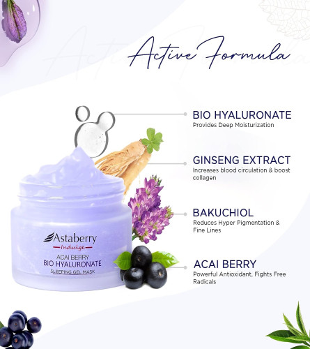 Astaberry Indulge Acai Berry Bio Hyaluronate Retinol Sleeping Face Mask