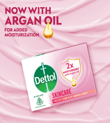 Dettol Skincare Moisturizing Bathing Soap Bar With Glycerine 125 gm (Pack of 5) Fs