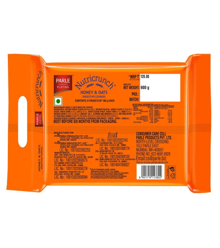 Parle Nutricrunch Honey&Oats Digestive Cookies, 600g Free shipping worldwide