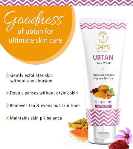 7 Days Ubtan Natural Face Wash for All Skin Type with Turmeric & Saffron