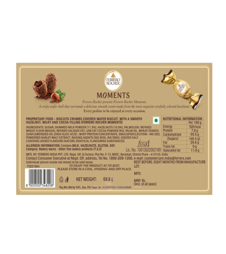 Ferrero Rocher Moments, 12 Pieces (69.6 g) Free shipping worldwide