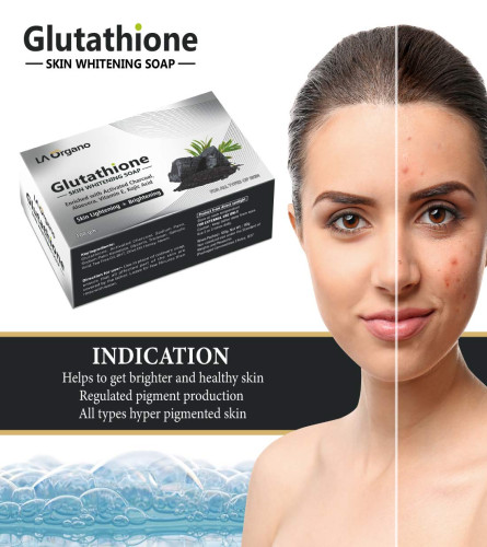 LA Organo Glutathione Activated Charcoal Skin Whitening Soap For All Skin Type