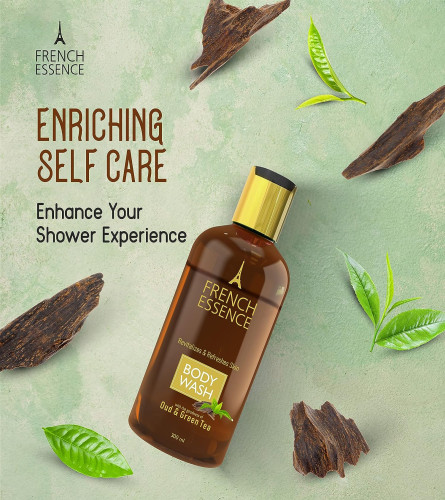 French Essence Oud & Green Tea Body Wash For Men & Women, Long Lasting Fragrance