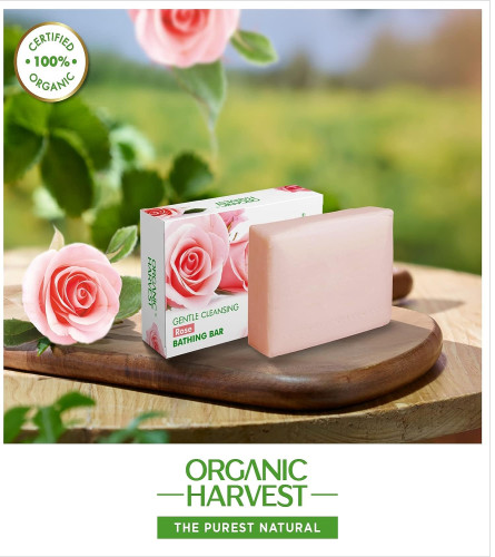 Organic Harvest Rose Bathing Bar, For Skin Moisturisation