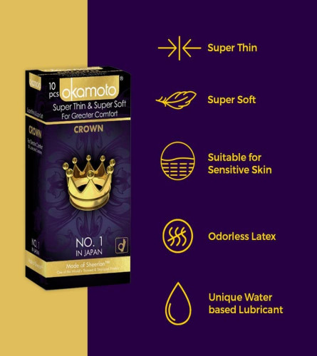 Okamoto Crown Condom | Japan’s Best Rated Condoms for Men | Ultra Thin Condoms for Male | 10 pcs