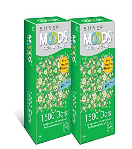 Moods Silver 1500 Dots Condom - 12 Count