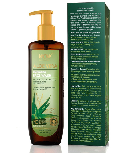 WOW Skin Science Aloe Vera With Hyaluronic Acid and Pro Vitamin B5 Face Wash