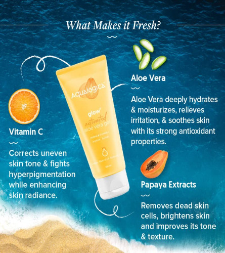 Aqualogica Glow+ Activated Aloe Vera Gel for Nourished Skin & Hair Papaya & Vitamin C