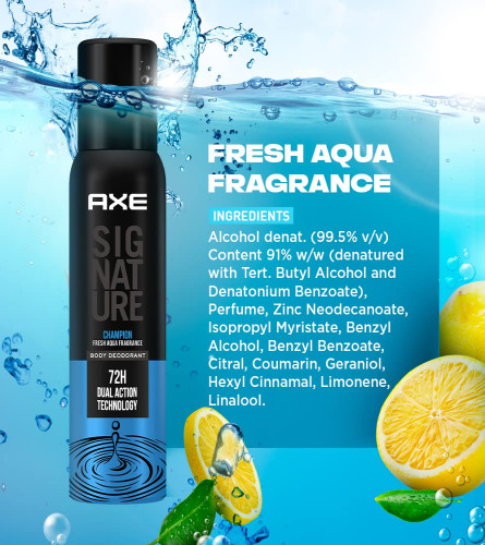 Axe Signature Champion No Gas Body Deodorant Body spray for Men 154 ml (Pack of 2)