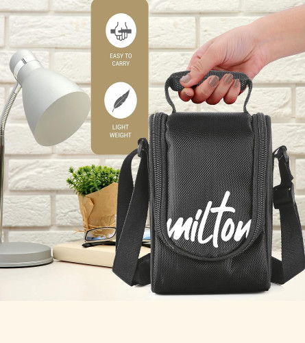 Milton 3 Stainless Steel Lunch Box, Set of 3, 200 ml, 320 ml, 500 ml, Black