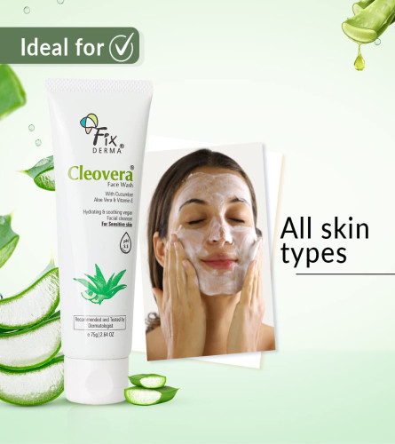 Fixderma Cleovera, Aloe Vera Face Wash with Vitamin E 75 gm (Pack of 2)