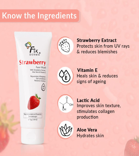 Fixderma Strawberry Face Wash with Vitamin E & Strawberry Extract 75g (Pack of 2)