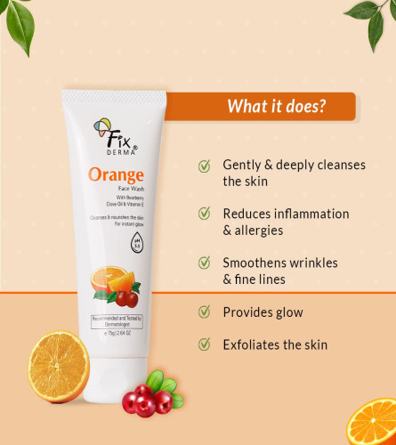 Fixderma Orange Face Wash with Vitamin E & Bearberry 75g (Pack of 2)