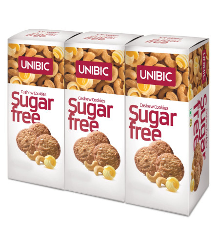 UNIBIC : Sugar Free Cashew , 75g (Pack of 3) Free shipping worldwide