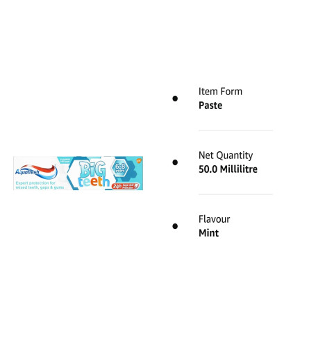 Aquafresh My Big Teeth Cavity Protection, Enamel Protection Toothpaste (50 ml, 6 and More Years)