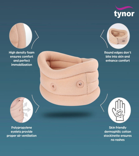 TYNOR Cervical Collar Soft with Support, Medium (pack of 2) Fs