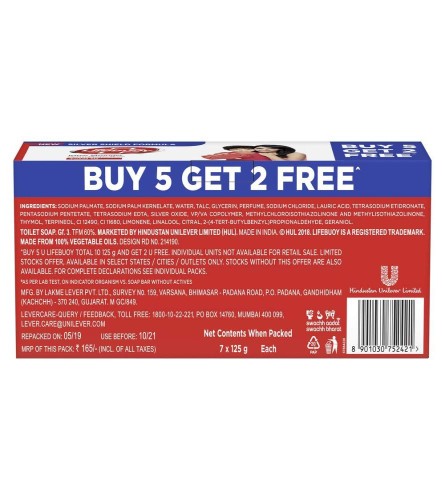 Lifebuoy Total 10 Soap, 125 g (Pack of 7) Free shipping worldwide