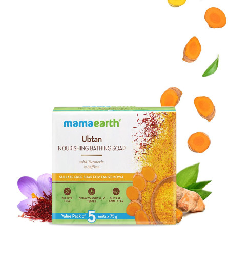 Mamaearth Ubtan Nourishing Bathing Soap With Turmeric & Saffron - 5x75g Free shipping worldwide