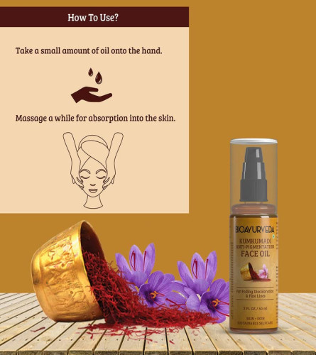 BIOAYURVEDA Kumkumadi Anti-Pigmentation Face Oil for Fading Discoloration and Fine Lines