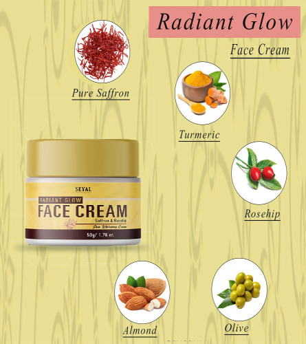 Seyal Radiant Glow Face Cream | Saffron & Turmeric | For Skin-Whitening & Brightening