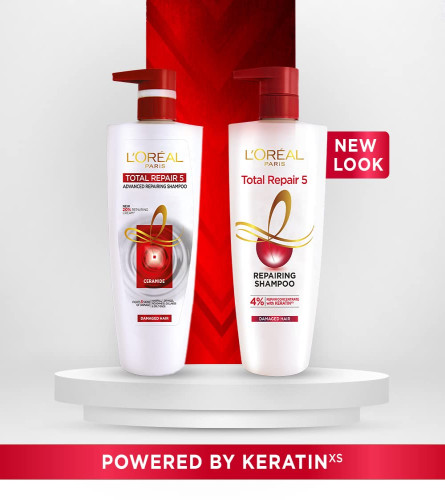 L'Oreal Paris Shampoo, For Damaged and Weak Hair, With Pro-Keratin + Ceramide, Total Repair 5, 1ltr