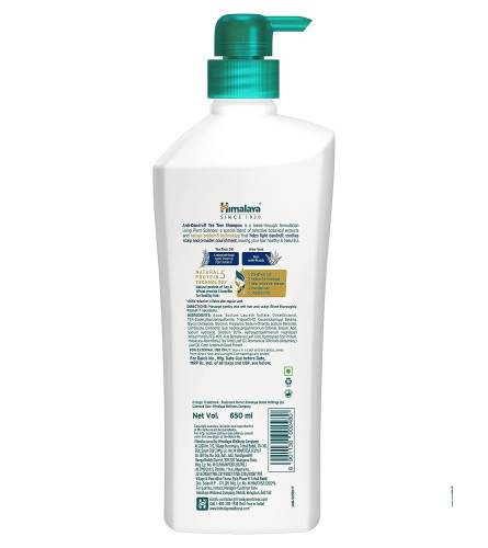 Himalaya Anti-Dandruff Tea Tree Shampoo,Removes 100% Dandruff, Soothes Scalp & Nourishes Hair, 650ml