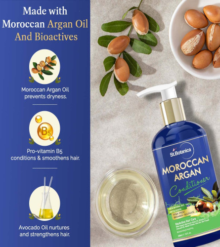 St.Botanica Moroccan Argan Hair Conditioner 300ml with Moroccan Argan Oil, Avocado Oil, Olive Oil