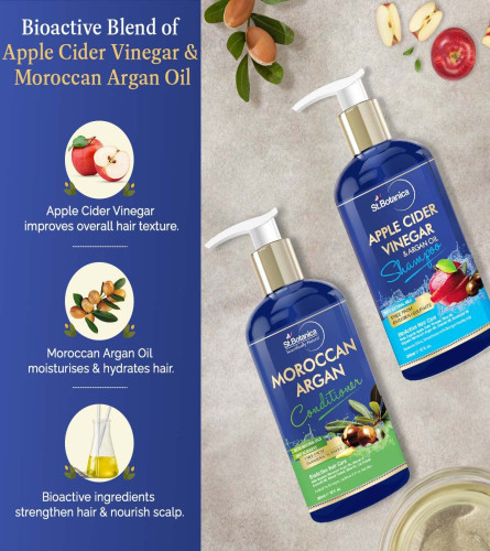St.Botanica Apple Cider Vinegar & Organic Argan Oil Hair Shampoo + Argan Hair Conditioner, 300ml