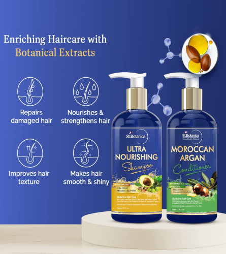 St.Botanica Ultra Nourishing Hair Shampoo + Moroccan Argan Hair Conditioner, 300ml Free shipping