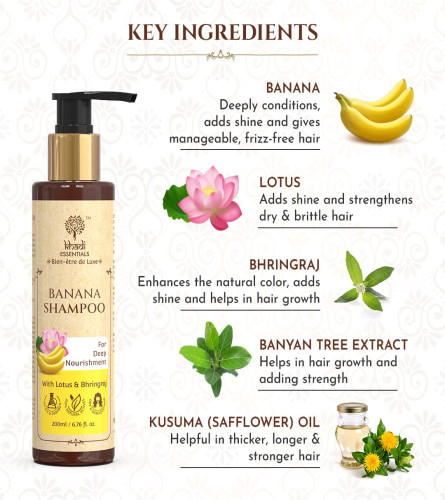 Khadi Essentials Banana Shampoo For Hair Growth, Hairfall Control, Deep Nourishment 200ml
