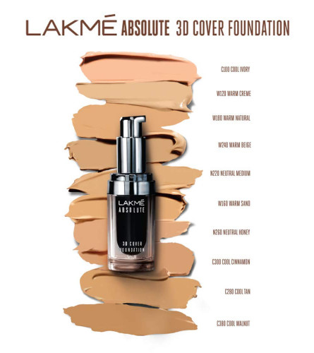 Lakmé Absolute 3D Cover Foundation, Warm Beige, 15 ml (Fs)