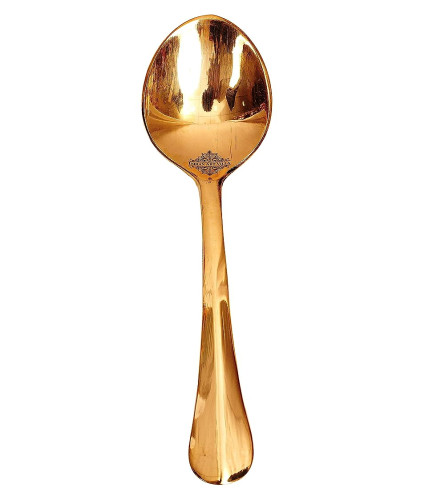 IndainArtVilla Brass Plain Spoon, Tableware Serveware Home Hotel Restaurant, 4 Pieces