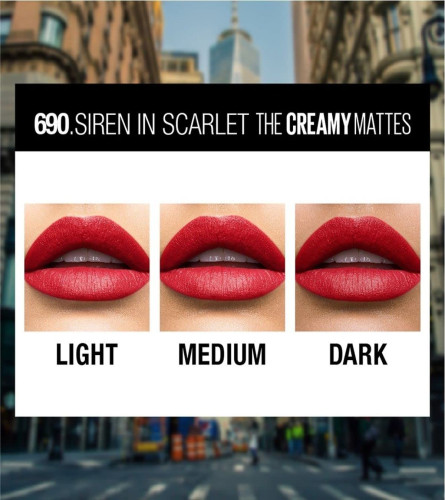 Maybelline New York Matte Lipstick, Intense Colour, Moisturised Lips Siren in Scarlet 3.9g (Pack of 3)