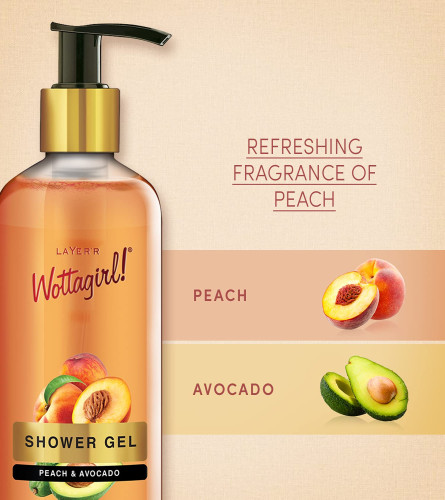 Layer'r Wottagirl Shower Gel Peach & Avocado For Women, 300 ml (Fs)