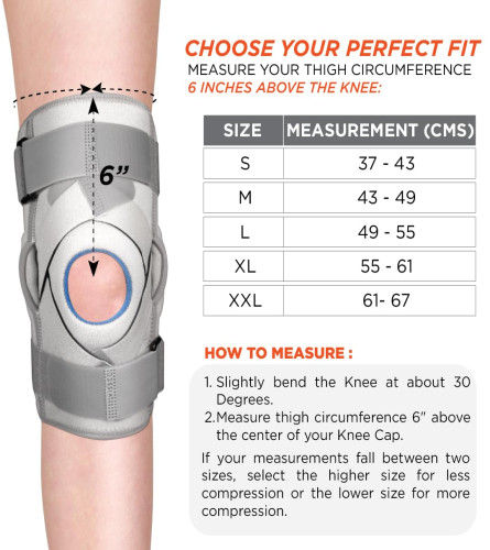 Vissco Neoprene Hinged Patella Knee Brace (Moderate Support) Large (pack of 1) Fs