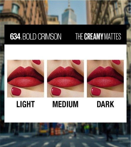 Maybelline New York Matte Lipstick, Intense Colour, Moisturised Lips Bold Crimson 3.9 gm (pack of 2)