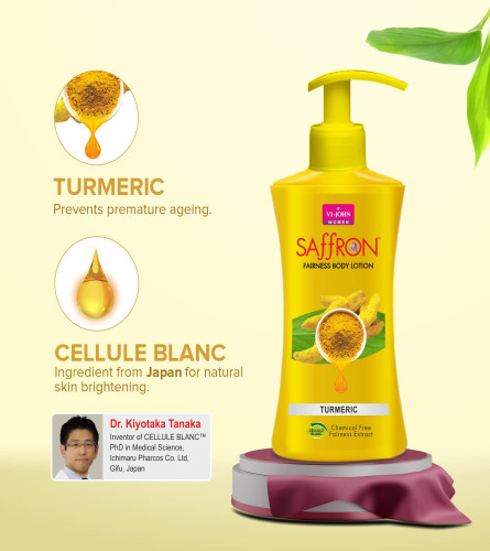 VI-JOHN Saffron Fairness Body Lotion For| Turmeric & Chemical Free Fairness Body Lotion