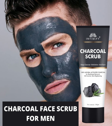 INTIMIFY Charcoal Face Scrub For Men & Women For Glowing & Oily Skin