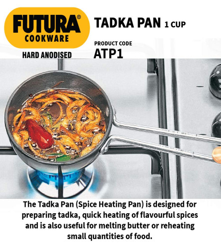 Hawkins Futura 1 Cup Tadka Pan, Hard Anodised Spice Heating Pan, 240 ml Pan, Black (Pack Of 1) Fs