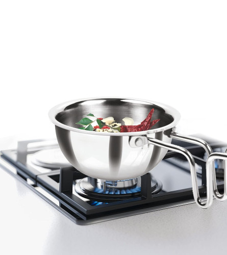 Milton Pro Cook Triply Stainless Steel Tadka Pan, 12 cm, Silver (Pack Of 1) Fs