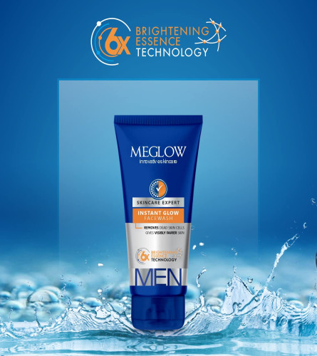 Meglow Men's Paraben-Free Instant Glow Face Wash 70 gm (Pack of 3)