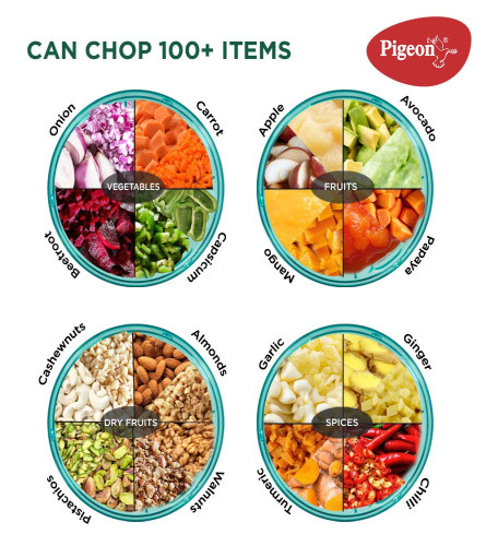 Pigeon Handy Chopper with 5 Stainless Steel Blades and 1 Plastic Whisker 900 ml (Fs)