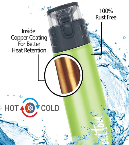 Milton Atlantis 900 Thermosteel Insulated Water Bottle, 750 ml, Green