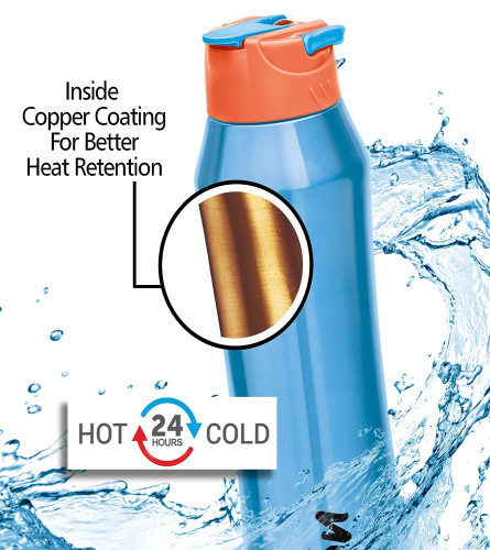 Milton Stark 900 Thermosteel 24 Hours Hot or Cold Water Bottle, 790 ml, Blue
